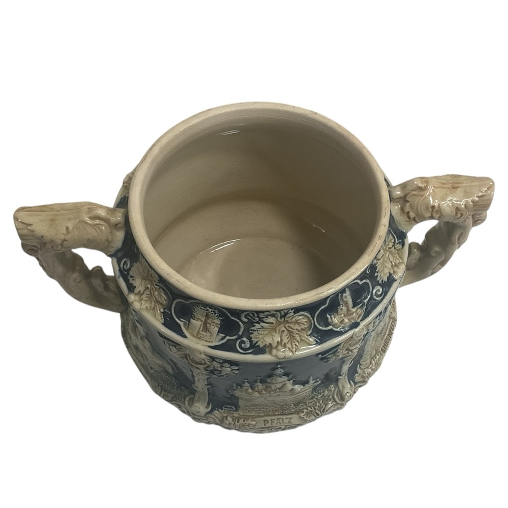 Wick-Werke Germany Stoneware Stein Bowl Castle Scene Grapevine Relief No Lid - Picture 8 of 10